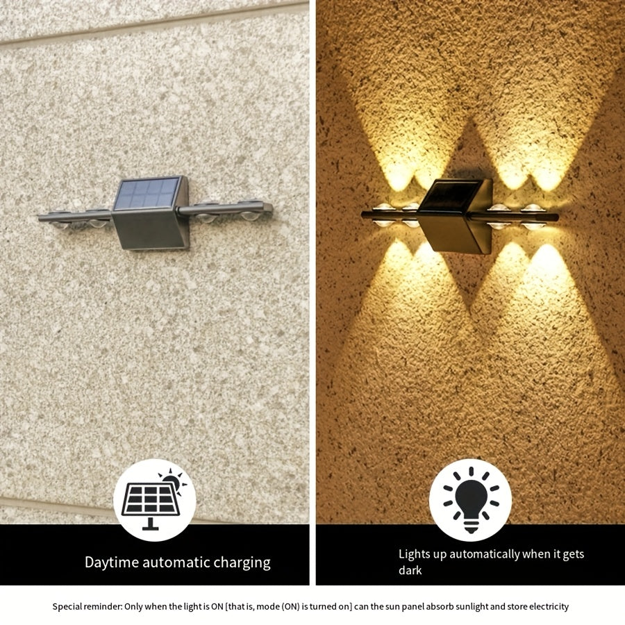 Solar Assemble Convex Mirror Wall Light Exterior Wall Light LED Outdoor Lighting Solar Garden Light Wall Light Decorative Landscape Light for Courtyard, Garden, Fence, Deck, Wall, Holiday Decoration