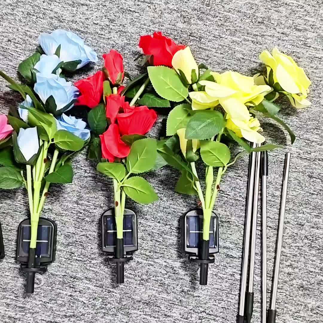 1/2-Piece Solar 6 Red Rose Lights, Simulated Flower Light, Rose Lawn Light, Night Light Landscape Garden Suitable for Courtyard Outdoor Lawn Decorative Light Home Decoration Flower Christmas, Halloween, Mother's Day, Valentine's Day
