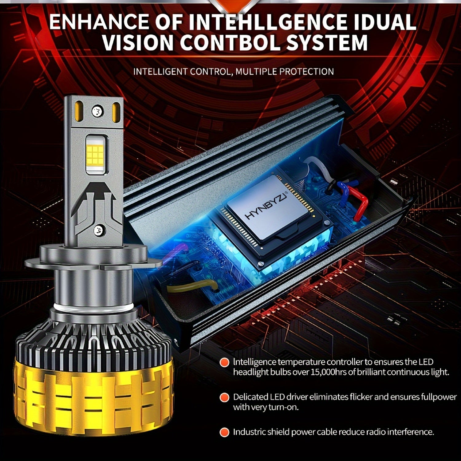 2个装 H4 H7 H11 LED 汽车大灯 H1 H9 9005 HB3 9006 HB4 9012 Hir2 9007 HB5 9008 H13 远近光灯泡 6000K 白色 800% 增亮，带外置驱动 Canbus 插件即用，无需电池
