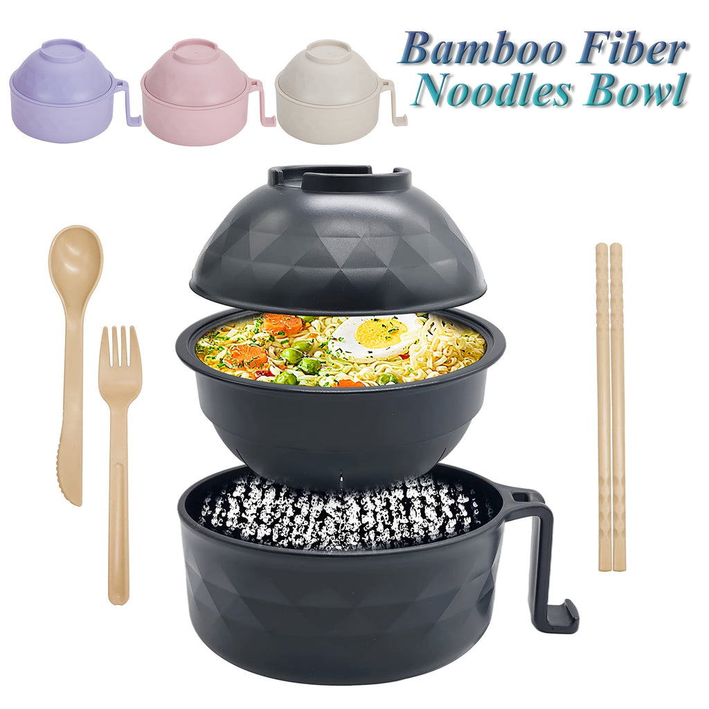 New Microwave-Safe Plastic Ramen Bowl Set – Instant Noodle Soup Cup with Chopsticks, Essential for Dorm Fast Food, Dishwasher Safe, Perfect for Home, Outdoor Picnics & Parties