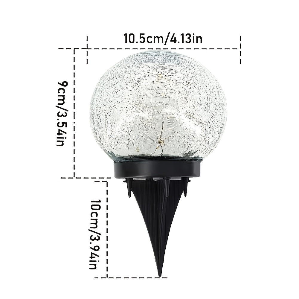 Solar Cracked Glass Sphere In-Ground Light, Outdoor Courtyard Lawn Ground Insert Light, Indoor Tabletop Ambient Decorative Light, Waterproof Landscape Light, 2-in-1 Solar Powered Night Light