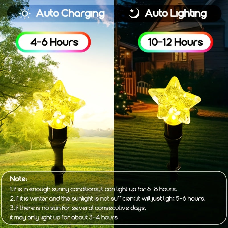 Outdoor Solar Courtyard Light, 10-LED Star Solar Courtyard Light, Outdoor Decorative LED Light, Suitable for Outdoor Garden Path, Lawn Decoration, Perfect for Valentine's Day, Mother's Day, New Year and Ramadan Decoration