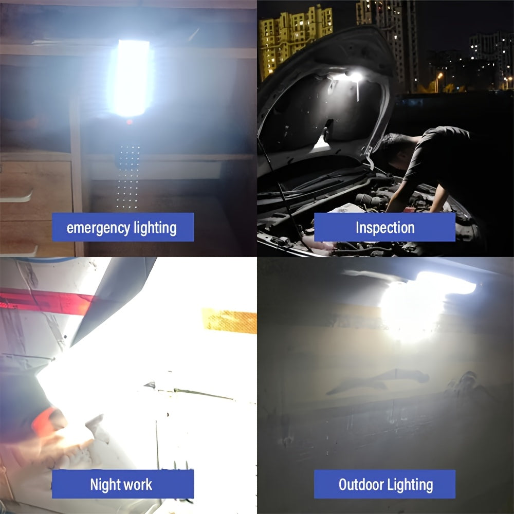 Rechargeable Work Light, Magnetic Flashlight with Hook, 360° Rotating & Folding Design, 5-Mode LED Work Light, Mechanical Lighting Lamp for Car Repair, Garage, Camping & Emergency