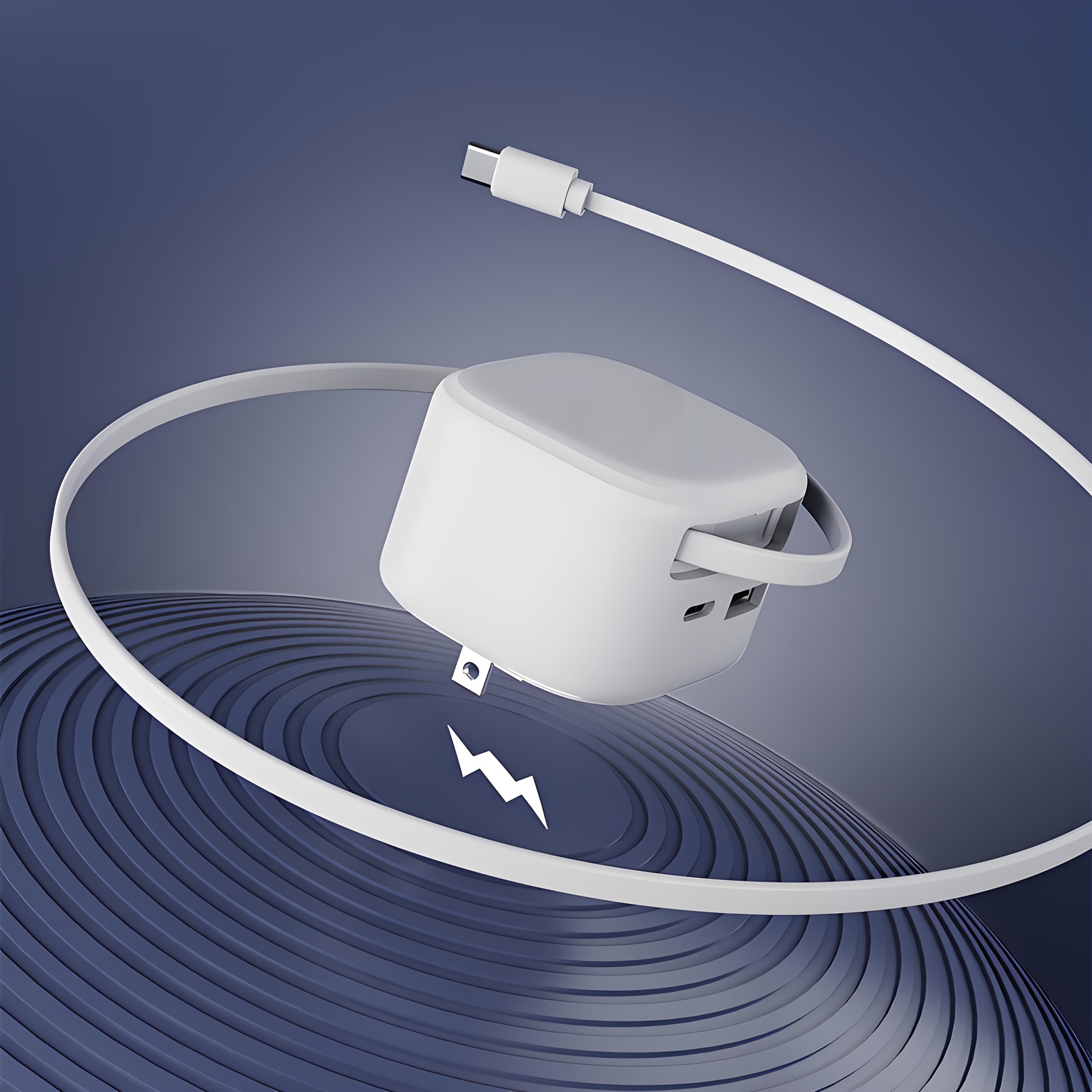 Convenient And Portable Charger With Folding Plug And Extendable Charging Cable, Suitable For Daily Home Use And Outdoor Travel.