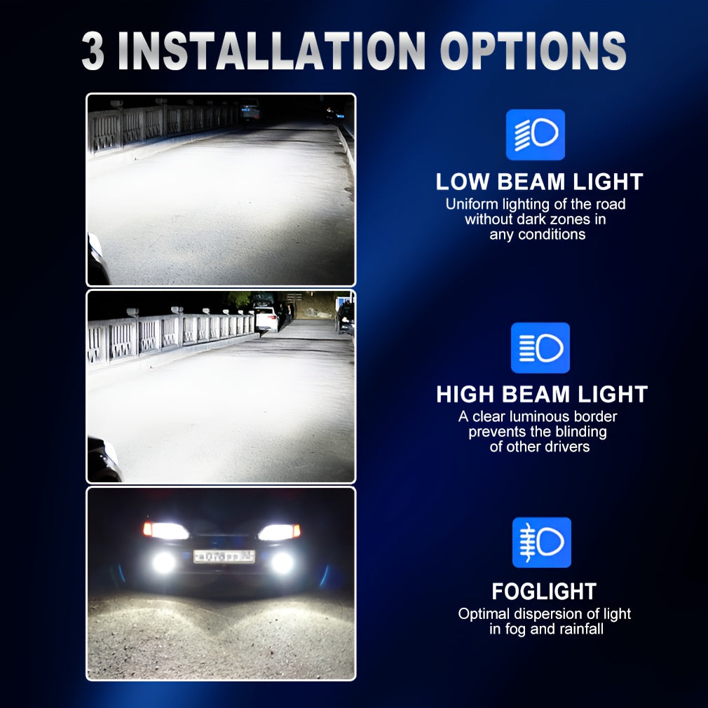 2 High Power H1 LED Car Lights - Super Bright 6500K, Plug-and-Play, Anti-Fog DRL Bulbs, for Headlights & Turn Signals, 12V, No Battery Needed, Mini Size, Direct Plug-in LED Bulbs, Vehicle Lighting Upgrade | Modern Car Accessories