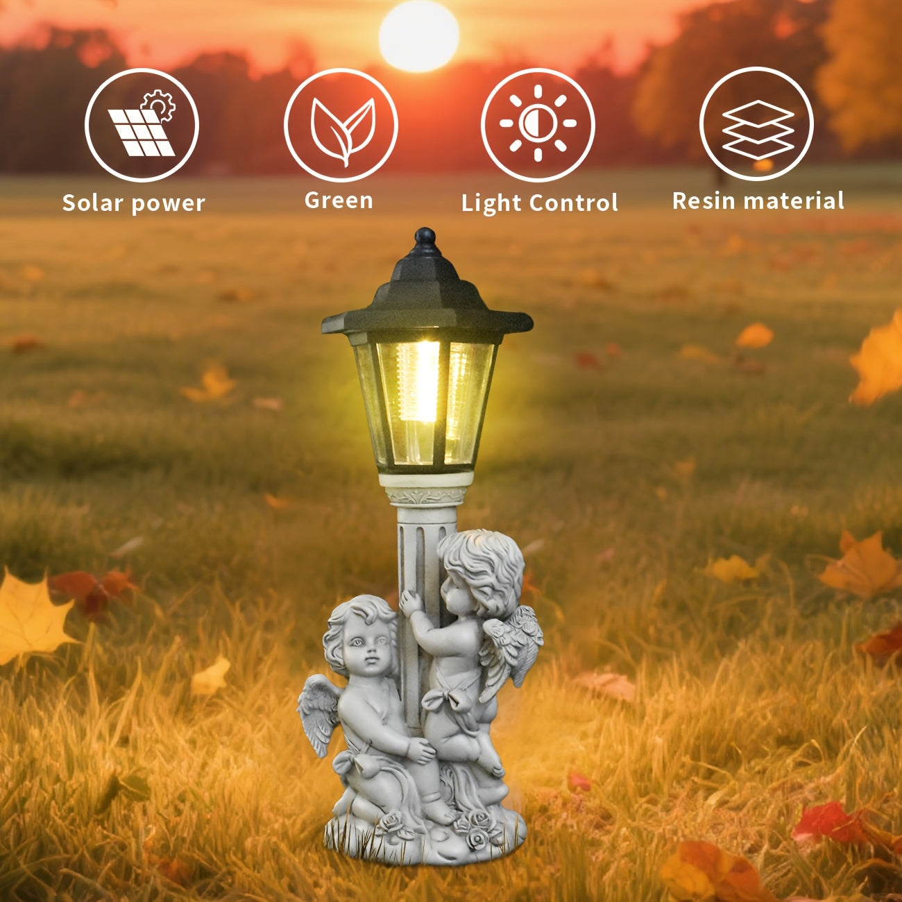 Resin Classical Figure Solar Outdoor Light Statue Ornament, Creative Resin Sculpture, Christmas Home Decoration, Path Corridor Ambient Light, Garden Courtyard Villa Warm Night Light, Unique Birthday/Holiday Gift