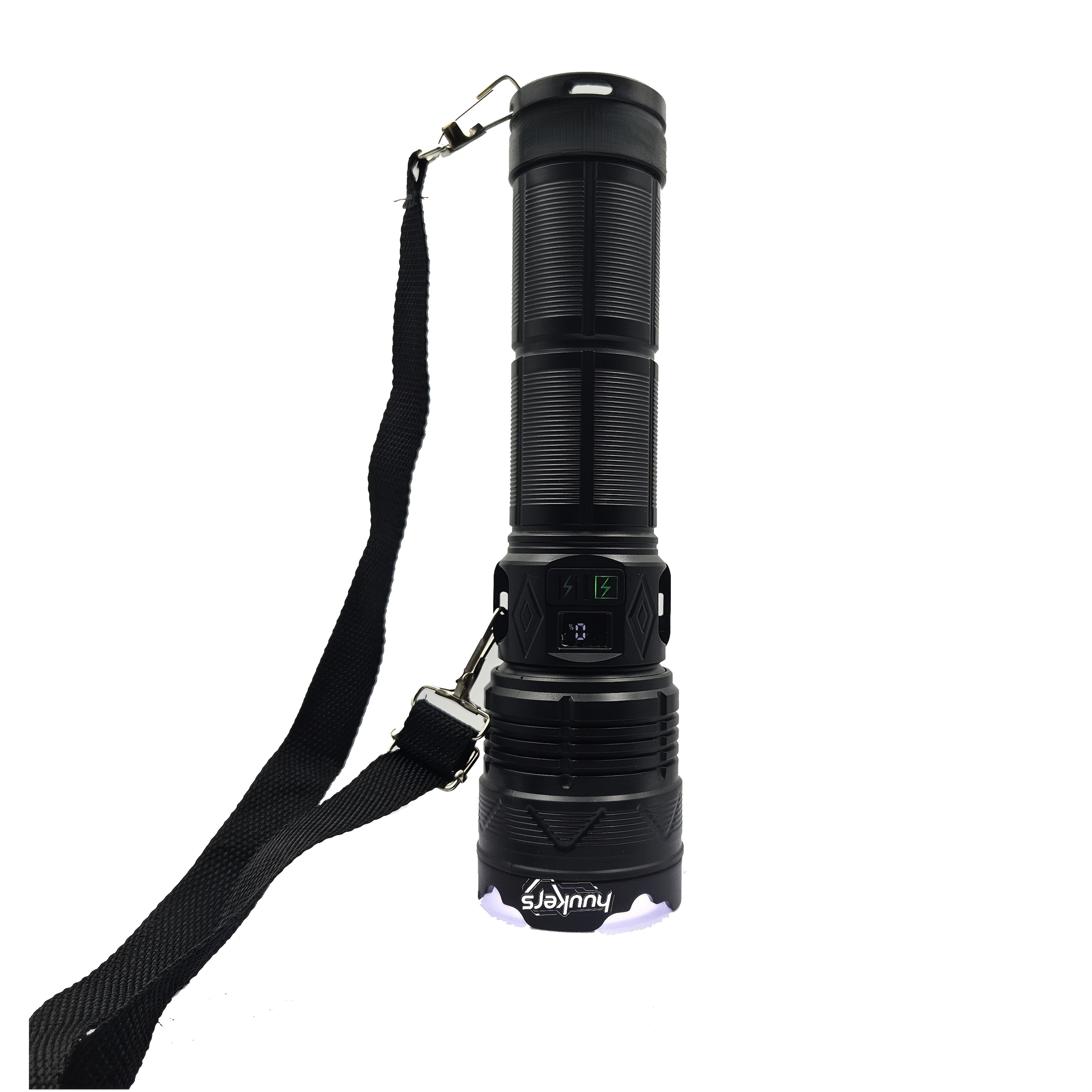 1-Pack Black High Lumen Tactical Flashlight, 11 Lighting Modes, 3000 Lumens, Red & Blue Lights, Includes Shoulder Strap, Digital Display Screen, Adjustable Zoom Beam, Ideal for Exploration