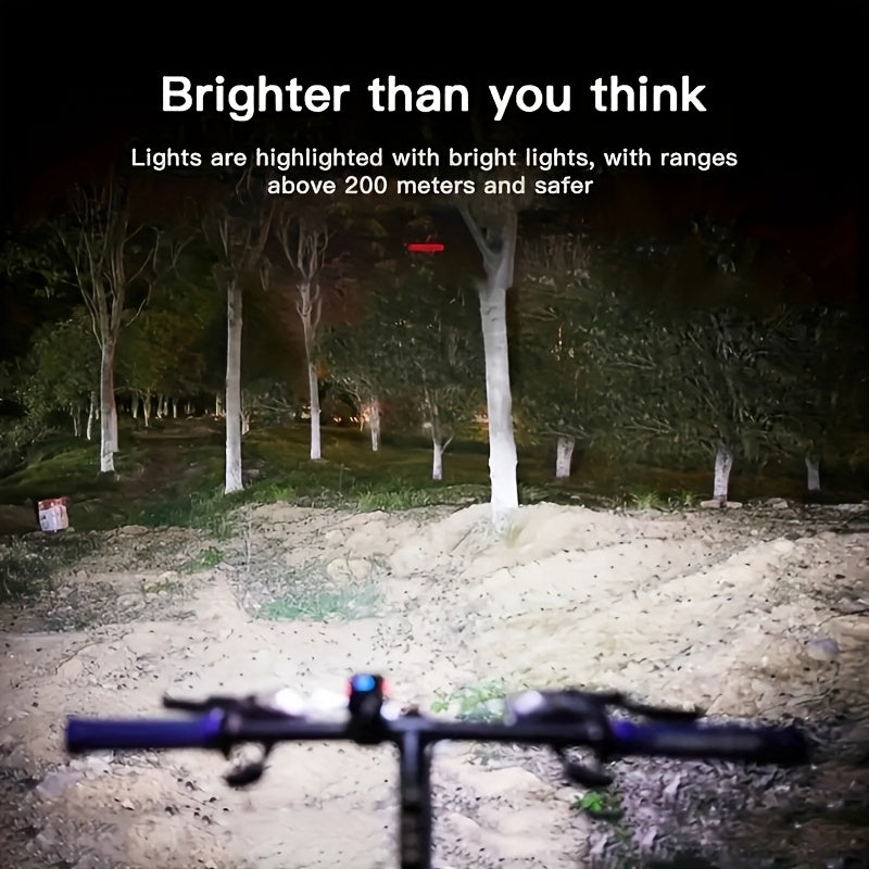 Bicycle Light Rechargeable High Beam Flashlight Night Riding Light Cycling Light with Aluminum Alloy Housing & Battery Level Indicator/