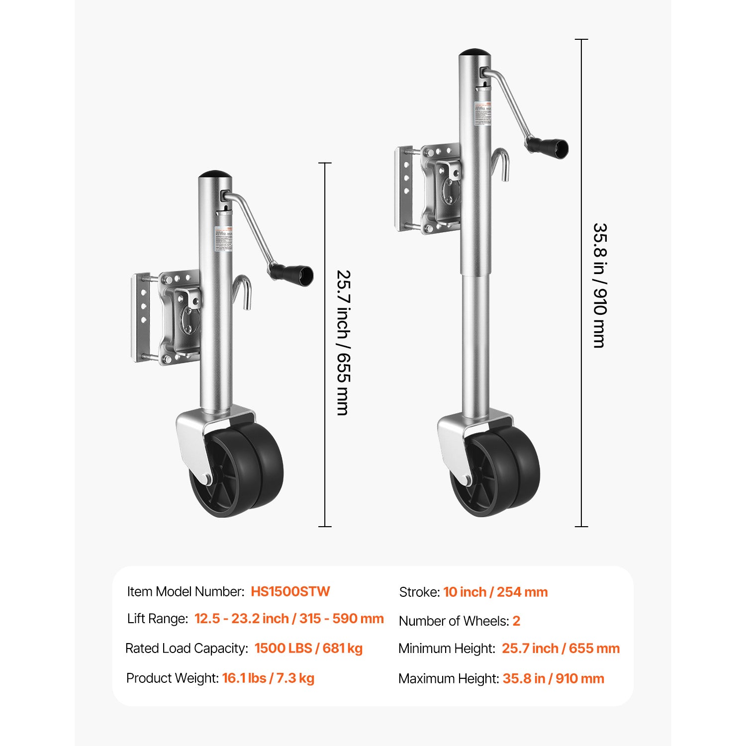 VEVOR Boat Trailer Crane Marine Heavy Duty Swivel Mount Tongue Crane 1000-2000 Lbs Load Capacity