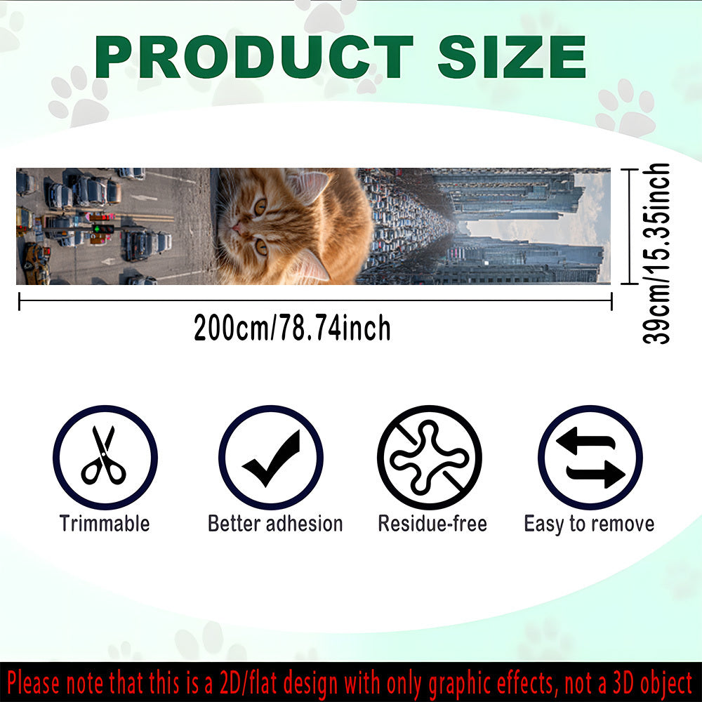 1件装巨型猫咪攀爬柱与抓挠垫 - 自粘式落地/壁挂式猫爬架，适用于家庭，节省空间的攀爬柱带抓挠工具，幼猫家具，适用于墙壁、地板 - 猫咪安装用，2D平面款
