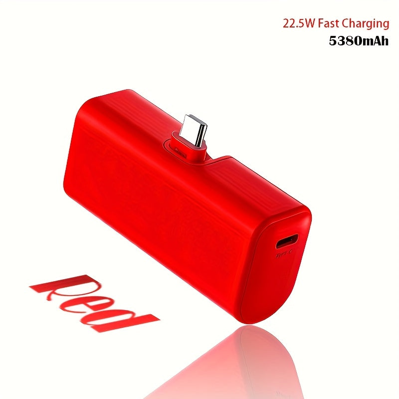 2025 超值 5380mAh 22.5W 快充 USB 便攜充電器，手機充電寶，USB Type-C 雙供電模式，可充電鋰聚合物電池，相容於 16/15 系列和 Android 裝置