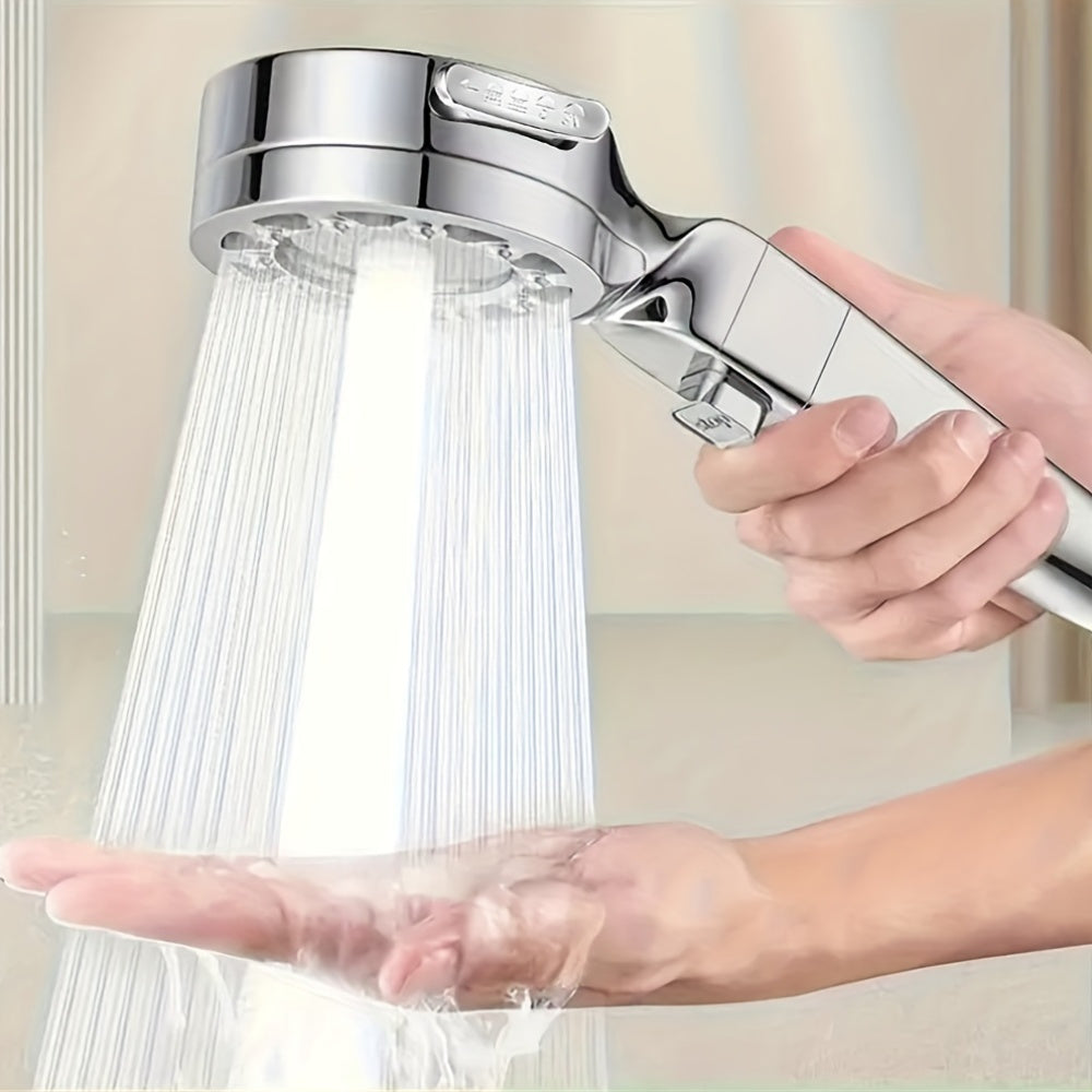 High Pressure Shower Head Set - Grid Pattern Wall Mount & Handheld Rain Shower with USA Bracket & Flexible Hose, No Electricity Needed, Bathroom Hot Water Shower Bath Set