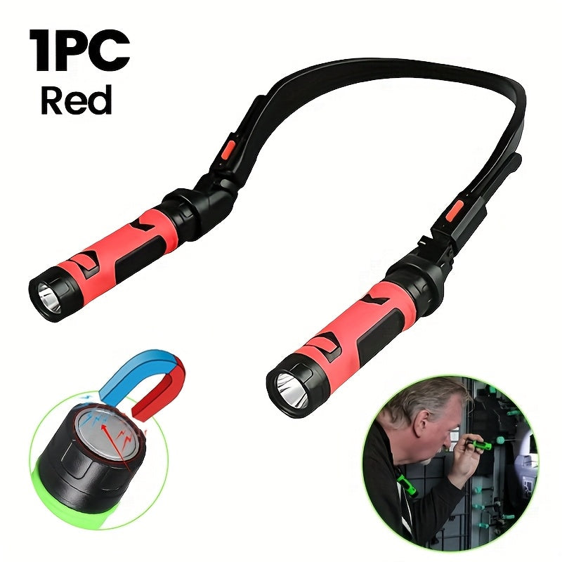 1PC MACROCOSM Hands-Free LED Neck Flashlight USB Rechargeable 380 Brightness Headlight 120° Adjustable Gooseneck Portable Light for Camping Hiking Running Dog Walking