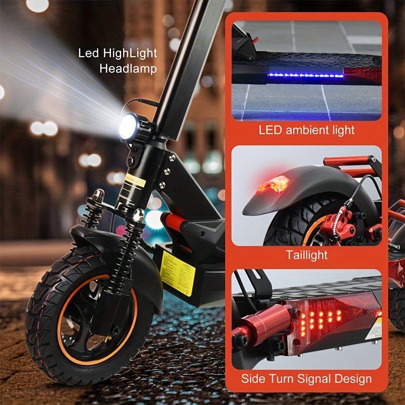 Mankeel MX-14 800W 电动滑板车 10英寸越野轮胎 | 可折叠，最大续航60km，手机充电USB接口，RGB氛围灯，转向灯，适合青少年/成人，城市通勤，户外旅行，户外娱乐
