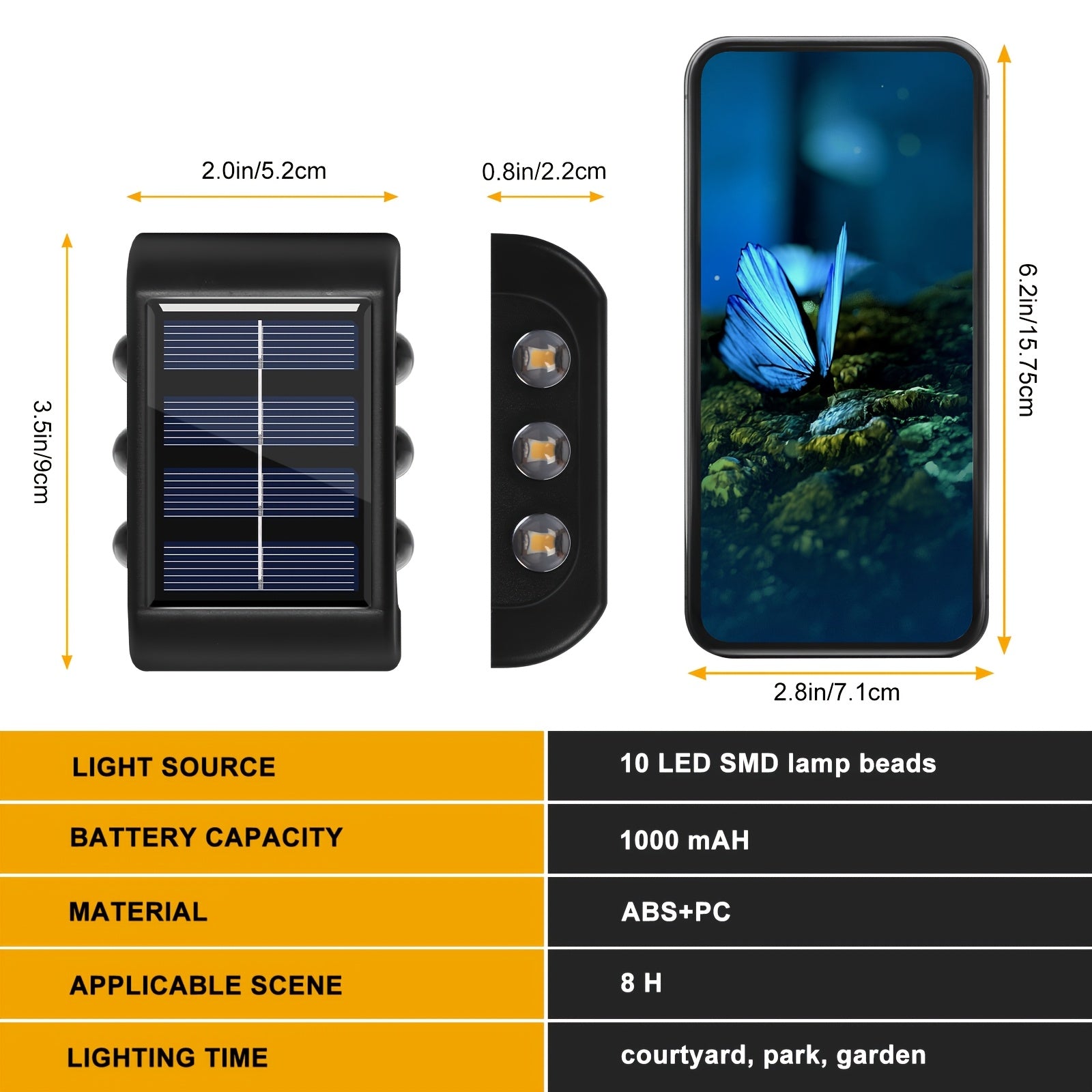 Buy 6 Pieces 6 LED Solar Wall Light - Warm Light Outdoor Lighting