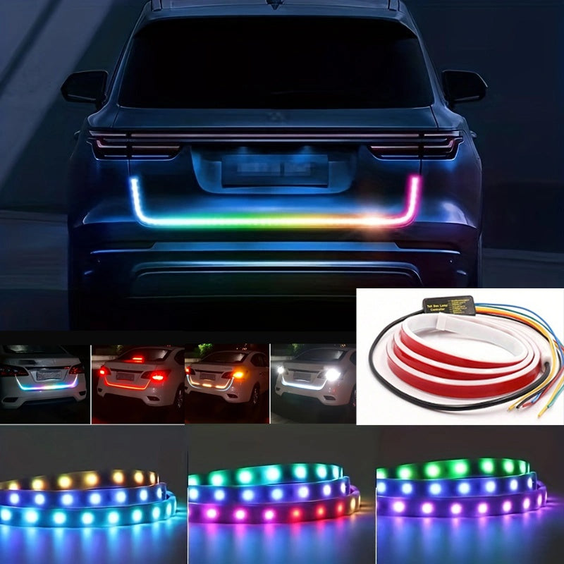 RGB灯带汽车LED 12V动态LED灯条47.24英寸/59.06英寸 - 汽车氛围霓虹灯，硬接线设计，适用于多种车型，无需电池