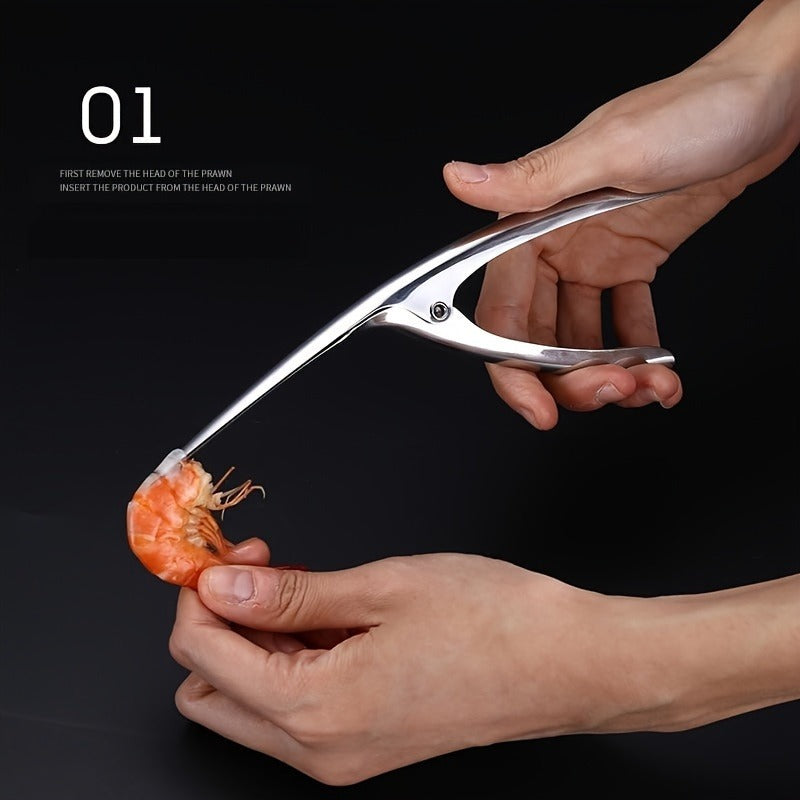 1 Piece Stainless Steel Fast Shrimp Peeler – Easily Remove Shells & Veins, Durable Metal Tool for Restaurant, Hotel & Home Cooking, Portable, Decorative, Bulk Cookware & Cutlery