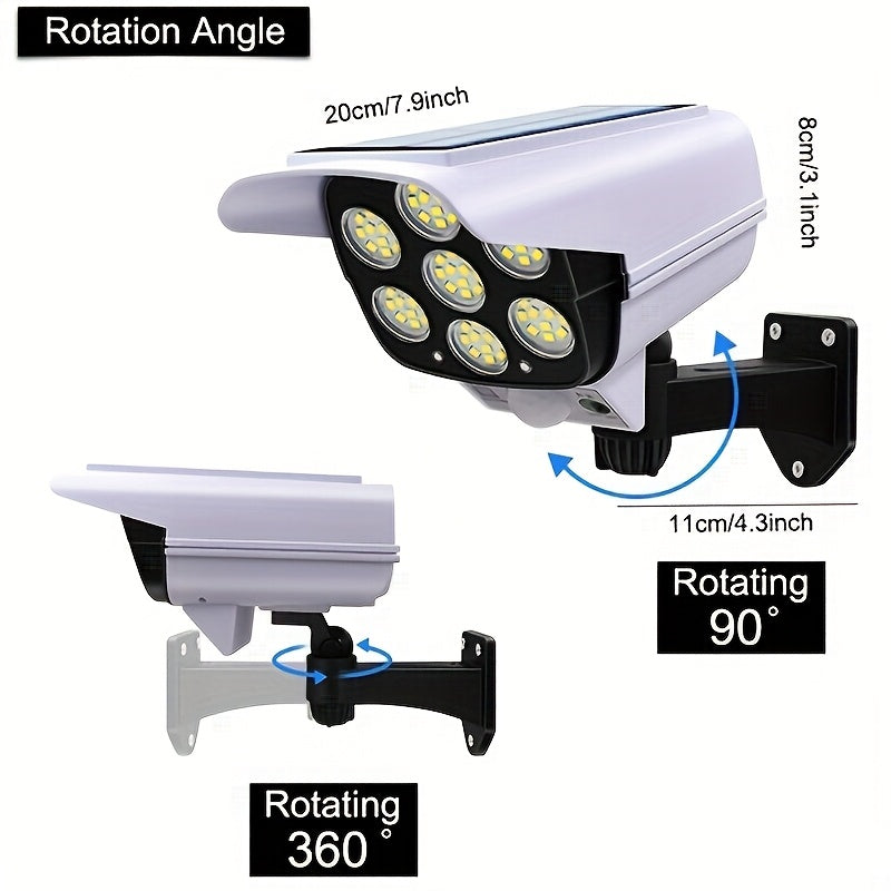 [Solar Motion Lights] 1pc of Outdoor Solar Lights with Motion Sensor, Featuring 77 Leds And a Remote Control, Suitable for Use As Floodlights, And Includes a Decoy Security Camera for Your Porch, Garden, Patio, Or Driveway