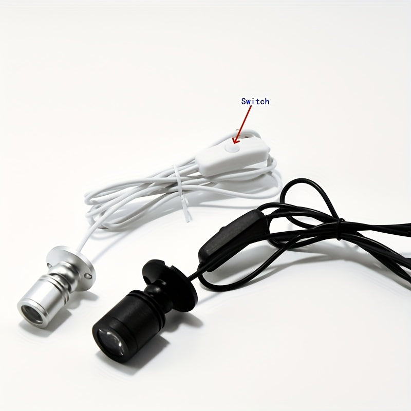 Mini rotatable LED USB 5V 1W 3W small spotlight, all-aluminum material, ceiling light with switch, suitable for exhibition counters, wine cabinets, bookshelves, small statues, art exhibitions, student reading