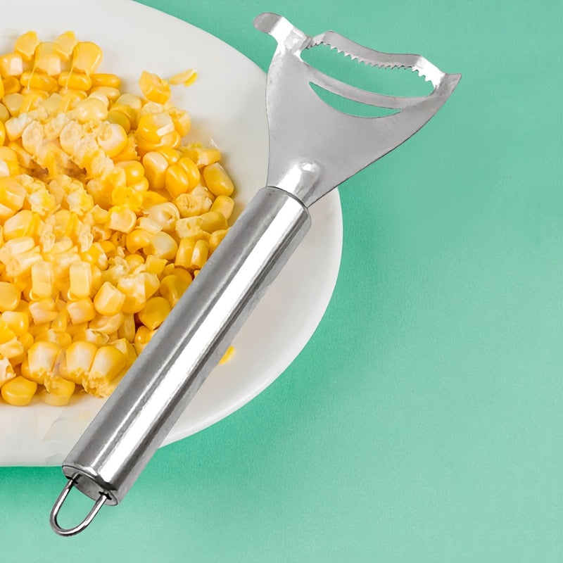 1PC Corn Husker & Vegetable Peeler, Multipurpose Ergonomic Kitchen Tool with Serrated Blade, Fast & Safe Food Prep, Metal Material