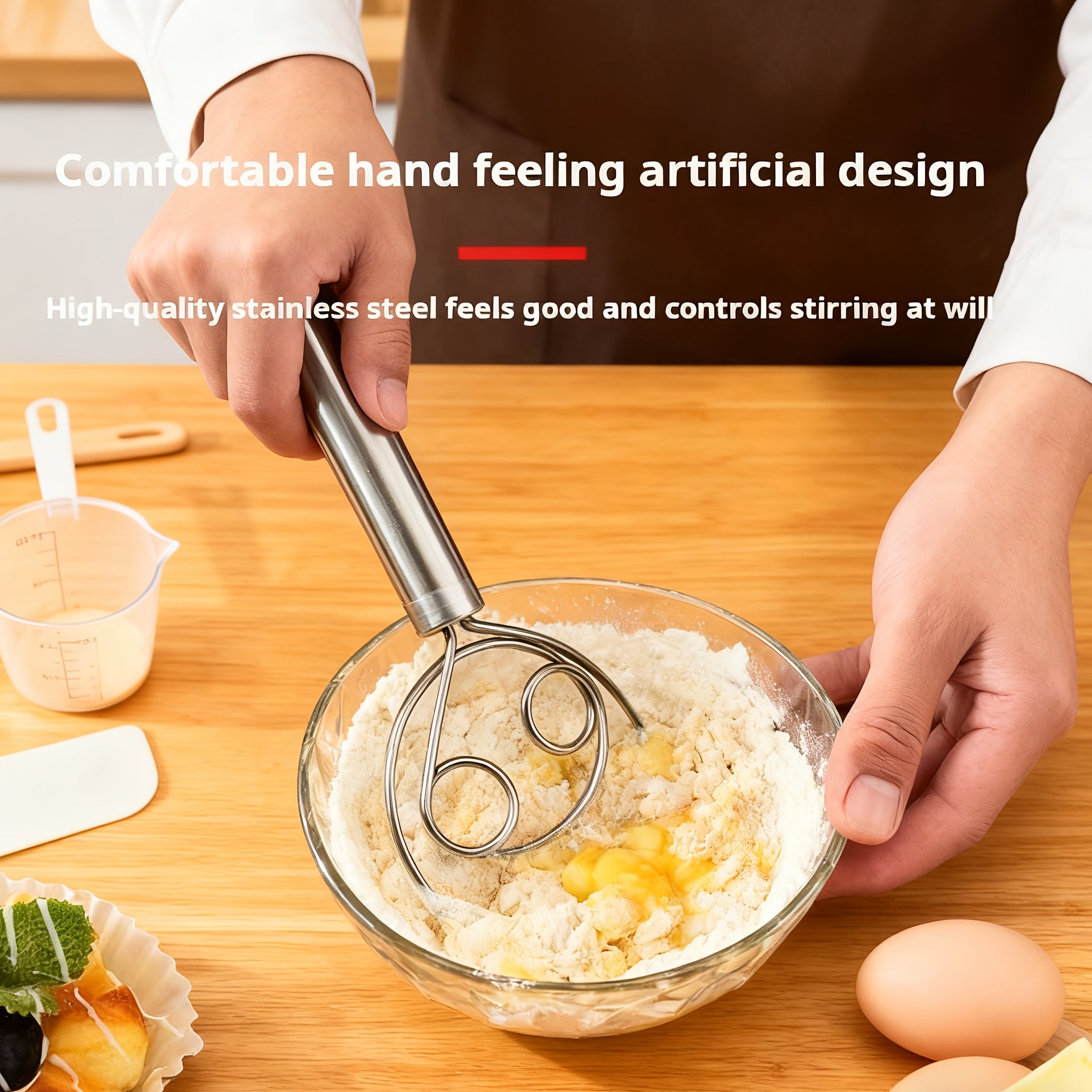 Manual Dough Mixer, Multifunctional Stainless Steel Dough & Egg Beater Stirring Stick, Ideal for Pasta, Mashed Potatoes, Kitchen Gadget & Gift