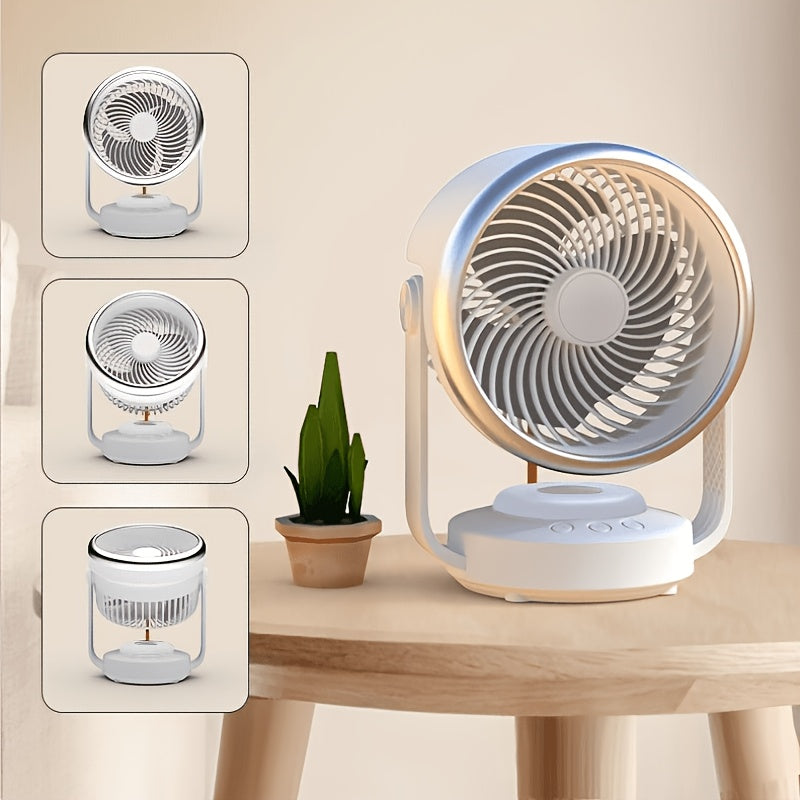Portable USB Rechargeable Fan with LED Light, Desktop & Wall Mount Dual Use, 4 Speed High Airflow, Ultra Quiet Operation, Perfect for Home Office Bedroom Dormitory, Ideal Summer Gift