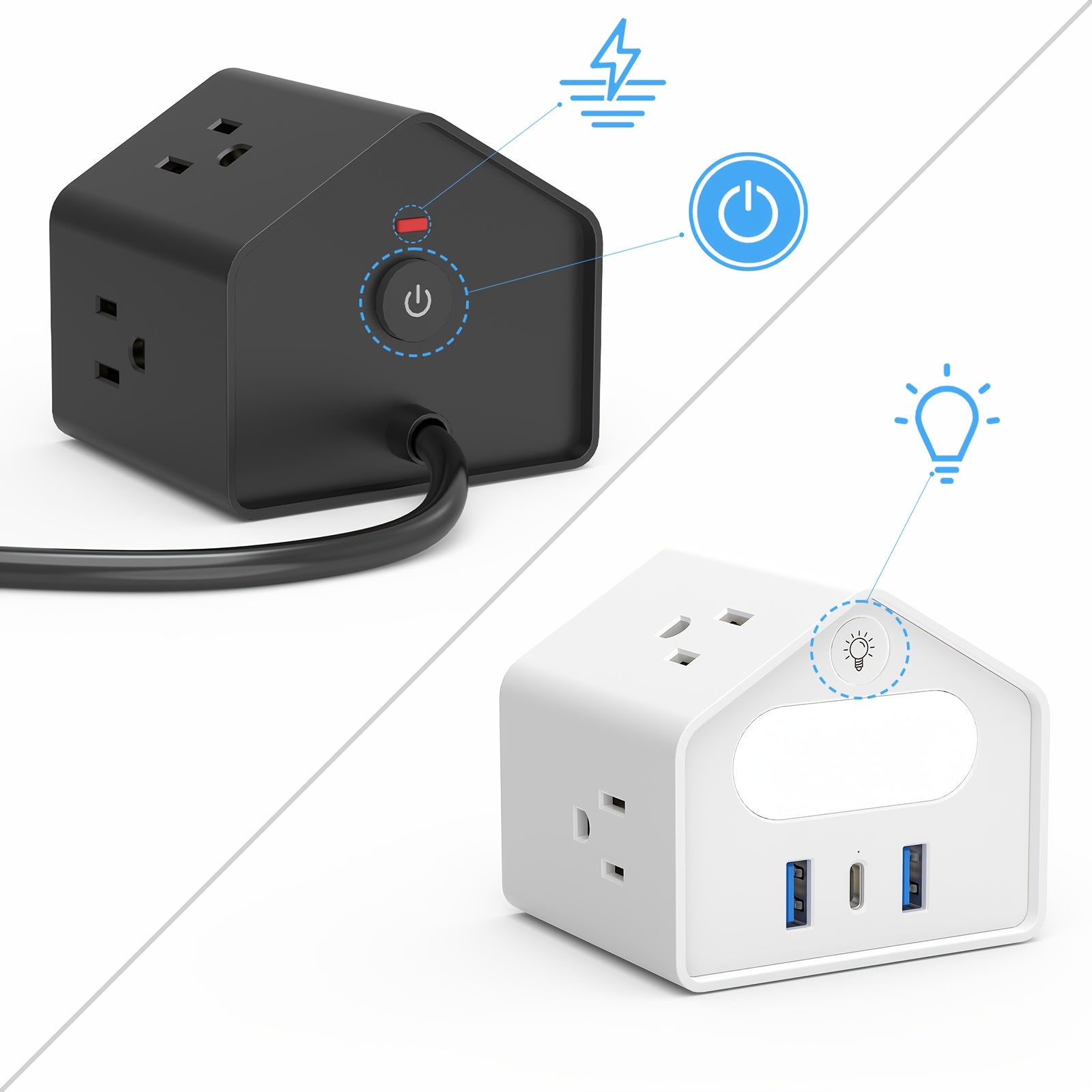 4-Outlet Power Strip with Surge Protection, Featuring 2 USB And 1 Type-C Fast Charging Ports | High-Quality 6.2Ft Cable, Enhanced Safety for Home, Office, And High-Power Devices