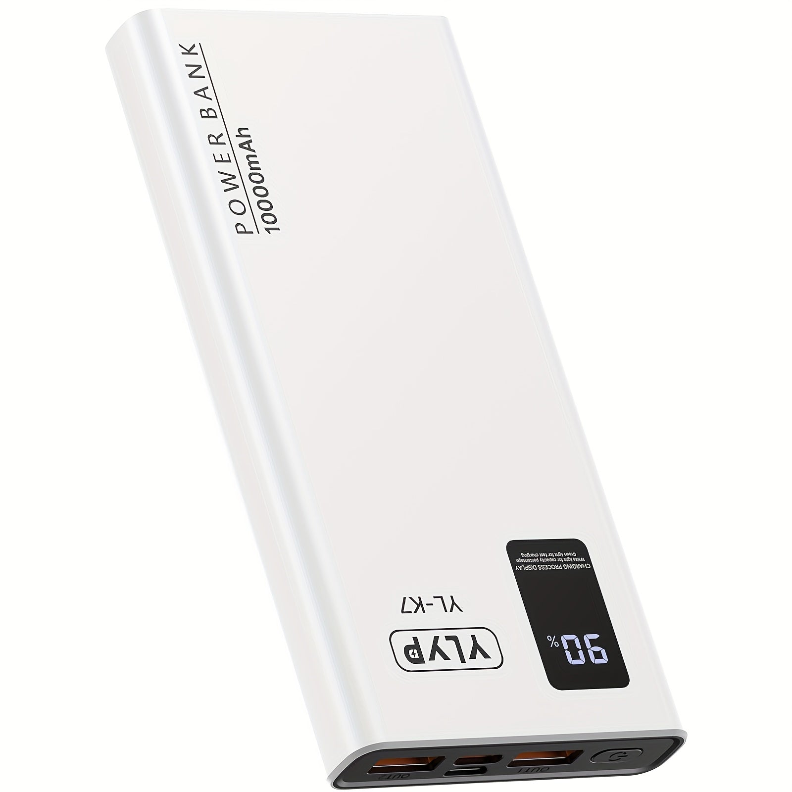 YLYP 1pc Ultra Slim Large Capacity Portable Power Bank 10000mAh, Max 22.5W/PD20W Portable Charger, LED and Digital Display Screen, Suitable for iPhone/Android Devices, 2xUSB/1xType-C Output, Type-C/Micro Input, Safe and Stable Polymer Lithium Battery, Chr