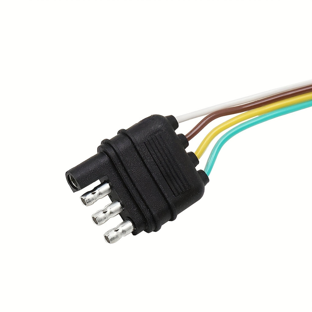 4-Pin Flat Y-Splitter Plug Adapter, 17.5-Inch Trailer Extension Wiring Harness Plug, for LED Tailgate Light Bar and Trailer Lights, US Standard