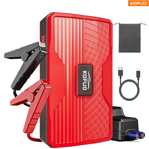 12V Car Battery Jump Starter - 6000A Portable Jump Box for Up to 1.59gal Gas & 1.32gal Diesel Engines, with USB/Power Bank/Dual Output & LED Light + Car Charger