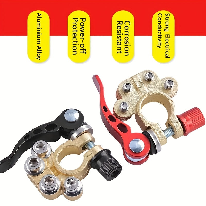 Car Quick Release Battery Terminal - 12V 24V Zinc Alloy Top Post Clamp for Automotive Wiring Harness