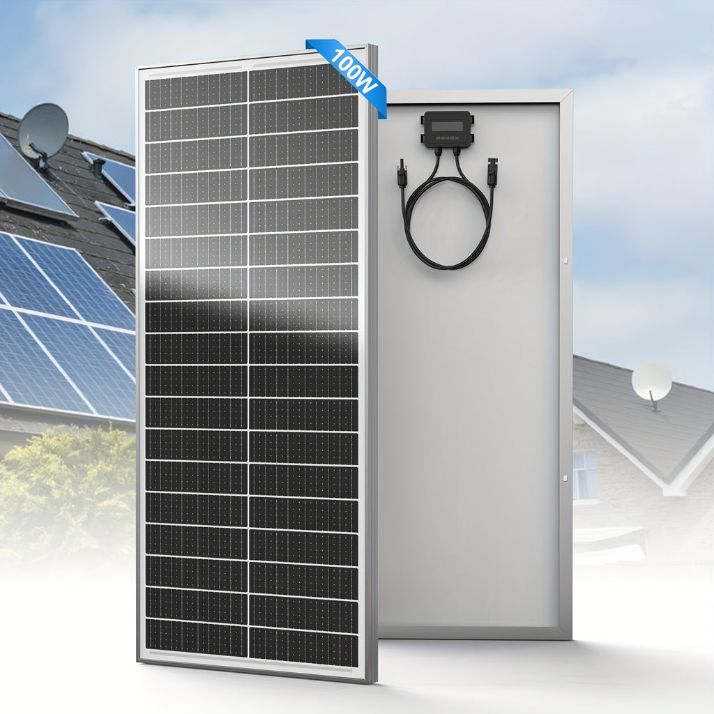 WERCHTAY 100W 太陽能板 12V 單晶硅技術 18BB 細胞 24% 高效率太陽能模組電源充電器，適用於露營車電池、船用、屋頂、農場、家庭、露營、車隊，離網系統