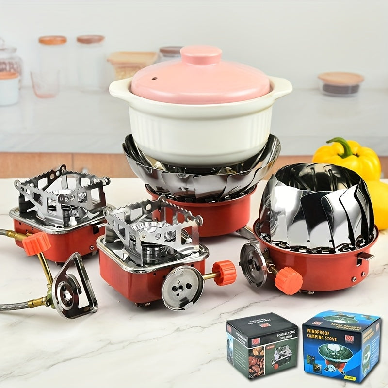 Portable Windproof Camping Stove - Stainless Steel, Foldable Design, Ideal for Outdoor Adventure, Hiking and Picnic