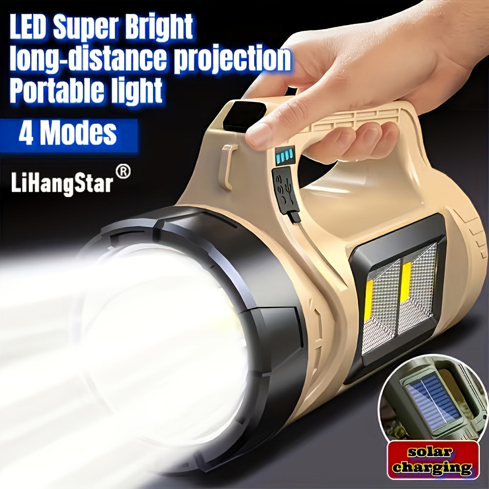 LiHangStar high-brightness portable lantern, solar rechargeable, portable side light design, USB charging, four lighting modes, suitable for outdoor camping, hiking, emergency lighting, holiday gift