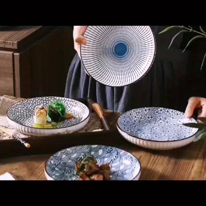 4 Ceramic Dinner Plates, 8 Inches in Diameter, Microwave & Dishwasher Safe, Ideal for Sushi, Salad, Dessert & Pasta – Perfect for All Seasons, Seasonal Theme Design