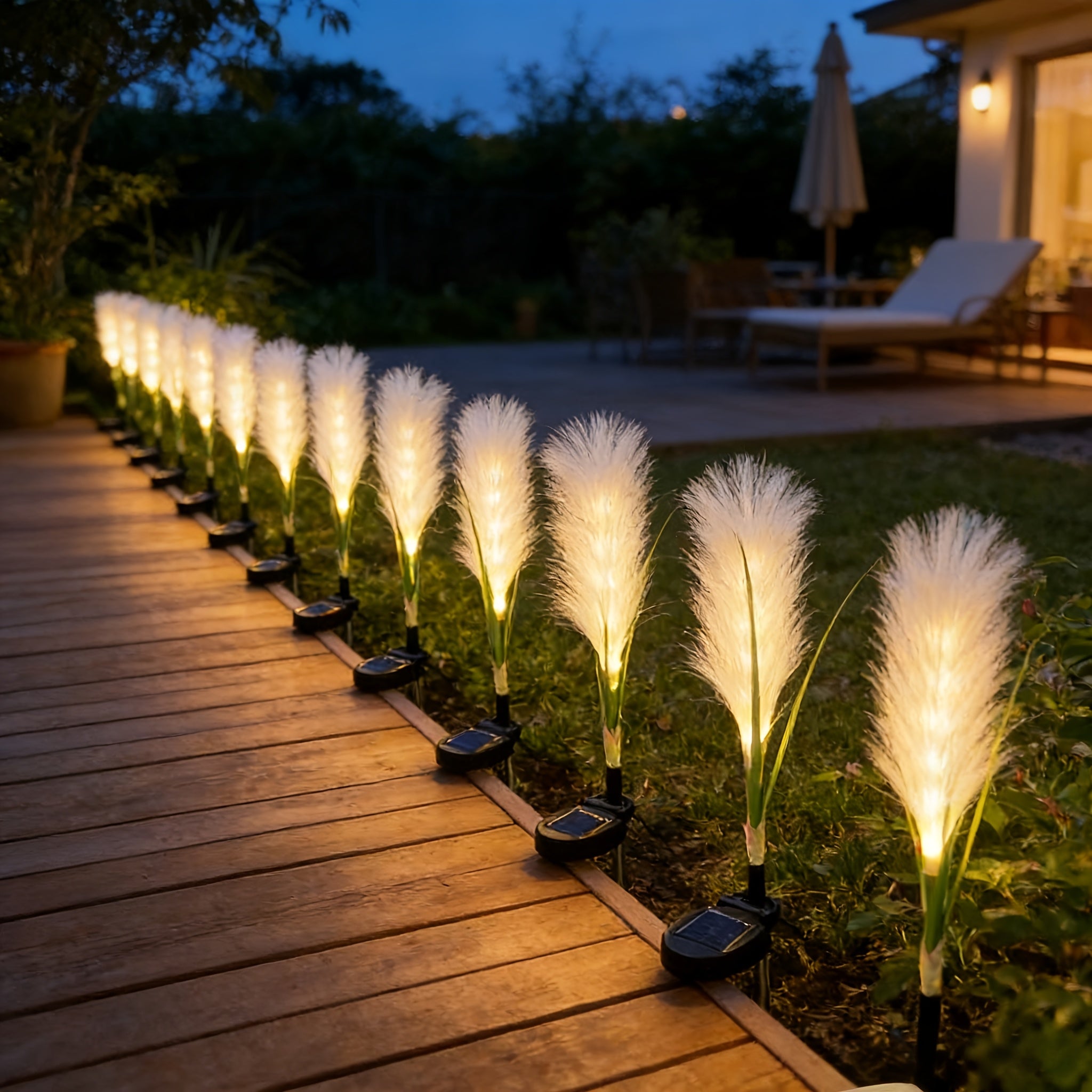 Summer Vibe Solar Reed Ground Light, Warm Light, Perfect for Courtyard Lawn Landscape Decoration, Outdoor Garden Lighting, Homestay Garden and Festival Decor