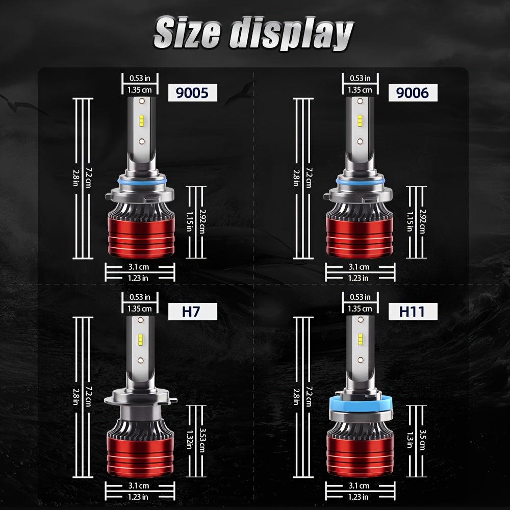 2 High Brightness LED Car Headlights - 60000 Lumens 6000K White Fog Light, Compatible with H4/H7/H1/H11/9005/9006, Plug-and-Play Design, No Battery Needed, Vehicle Lighting Upgrade, Stylish Headlight Design, Durable Headlight Structure