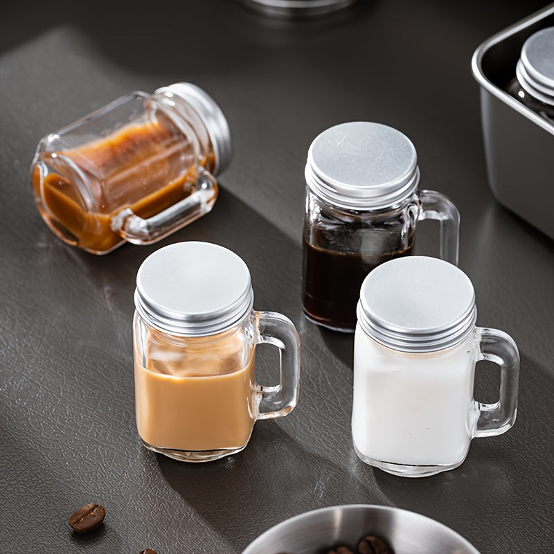 6pcs & 12pcs Mini Handle Cup 1.18oz Italian Espresso Cup – Glass Material, Easy to Carry – Perfect for Espresso – Sealed Glass Bottle for Camping