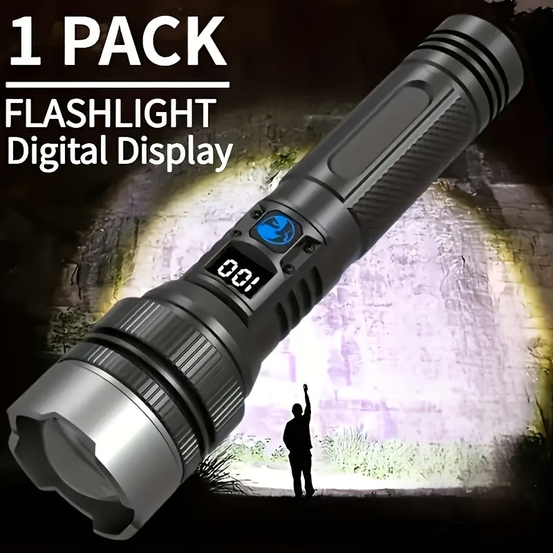 1PC Rechargeable LED Flashlight, Portable Mini Type-C Charging Port, 3 Lighting Modes, Telescopic Focus Adjustable, Outdoor Emergency Light for Hiking Camping Work Cycling