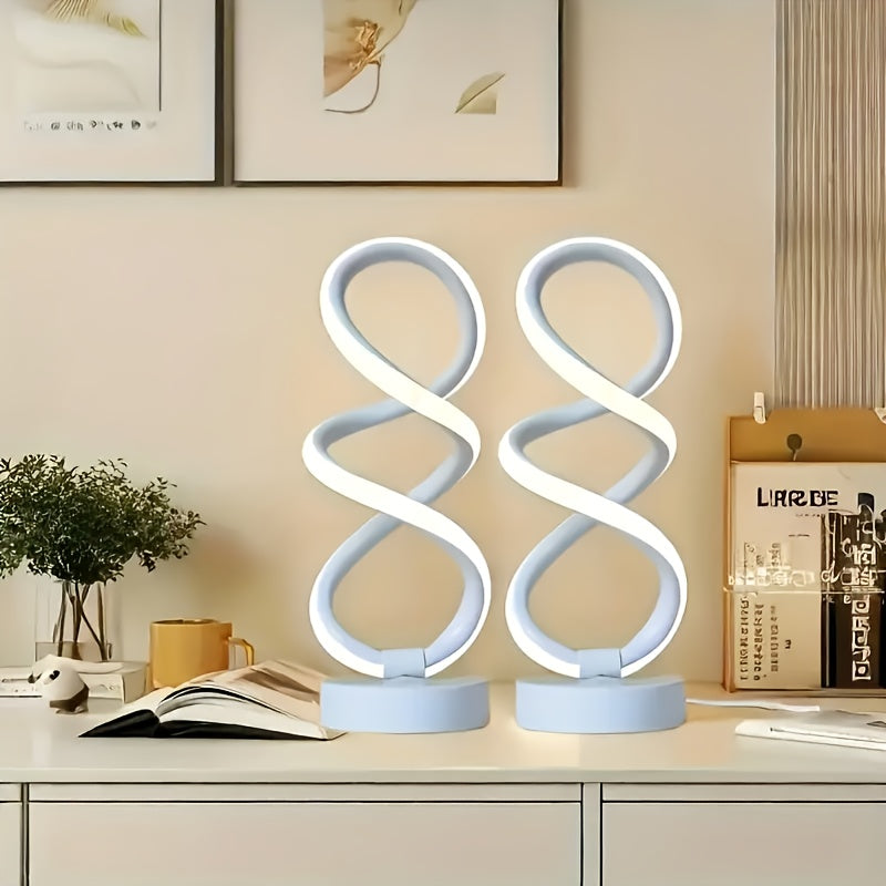Classic retro spiral table lamp set (4/2/1-pack), three-color dimmable, USB powered, durable metal material, multi-room decorative light, suitable for bedroom, living room, study, hotel, office bedside lamp