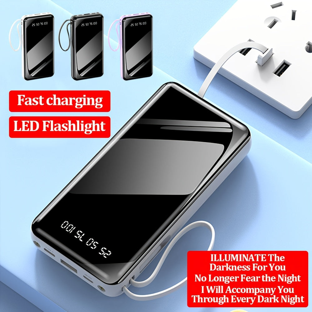 40000mAh/ 50000mAh 電力銀行便攜式充電器 2.1A 快速充電外部電池包電力銀行帶有電纜 LED 燈兼容智能手機，適用於 for iphone、 for iPad、 for Samsung 和市場上大多數智能裝置