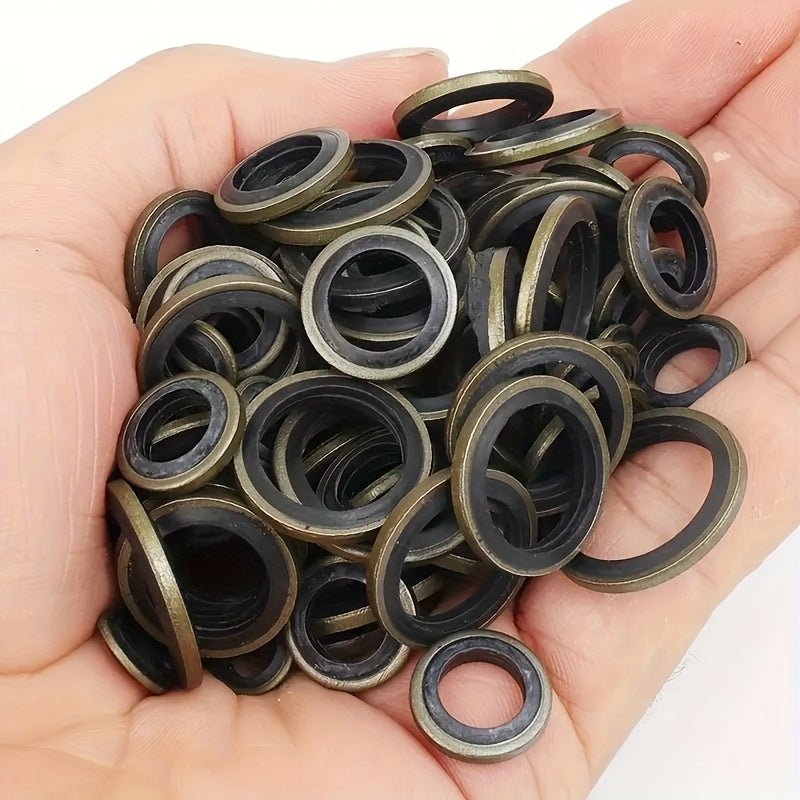 130-Piece Oil Drain Plug Gasket Set for Automotive - Includes Drain Bolt Washers, Rubber Gaskets & Replacement Seals in Sizes M6, M8, M10, M12, M14 & M16