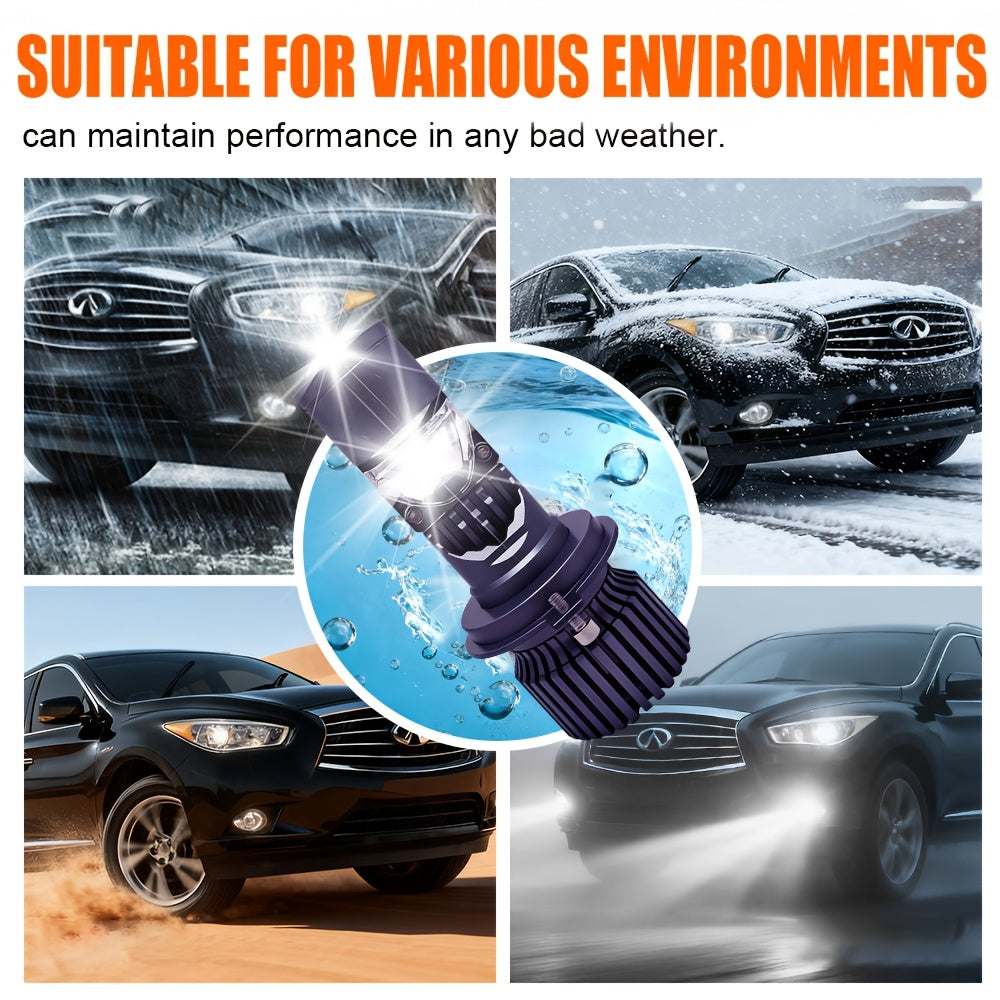 2PCS LED Car Headlights - H4/9003/HB2 - 55000LM, 300W High/Low Beam, 6500K Cool White Light, Equipped with 12000 RPM Turbo Cooling Fan and 360° Wide Beam, No Battery Needed
