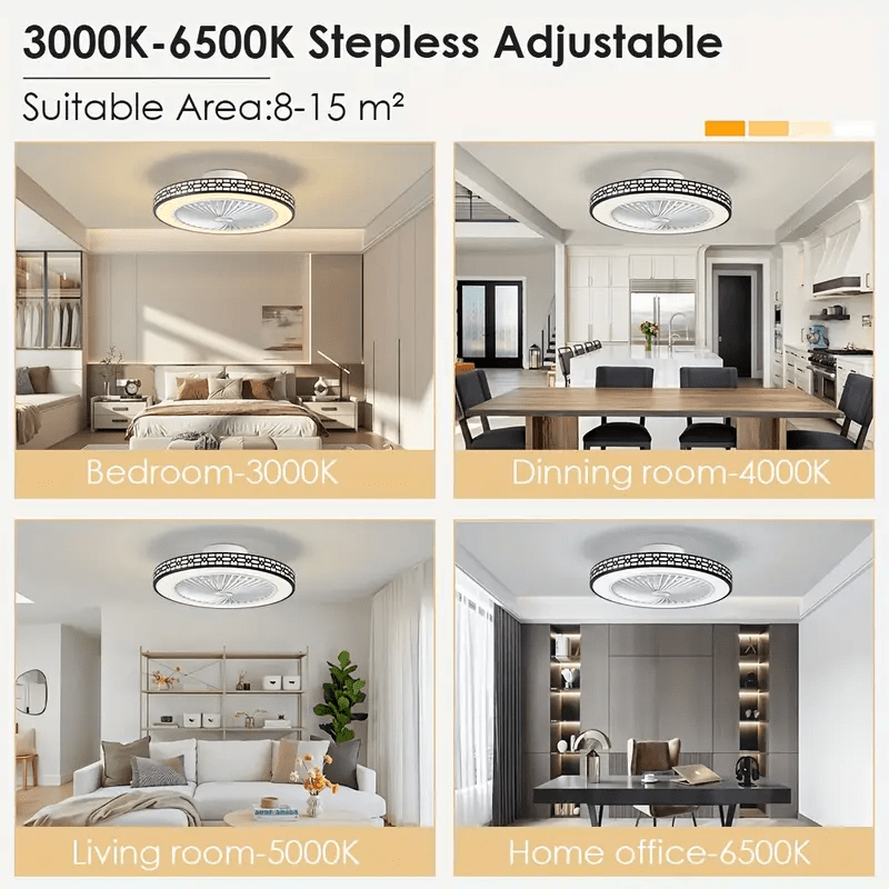 Modern Ceiling Fan with Light, 20" Low Profile Flush Mount, Dimmable LED Timed Enclosed Fan Light, 6 Speeds with Remote, for Bedroom, Living Room, Kitchen, Office