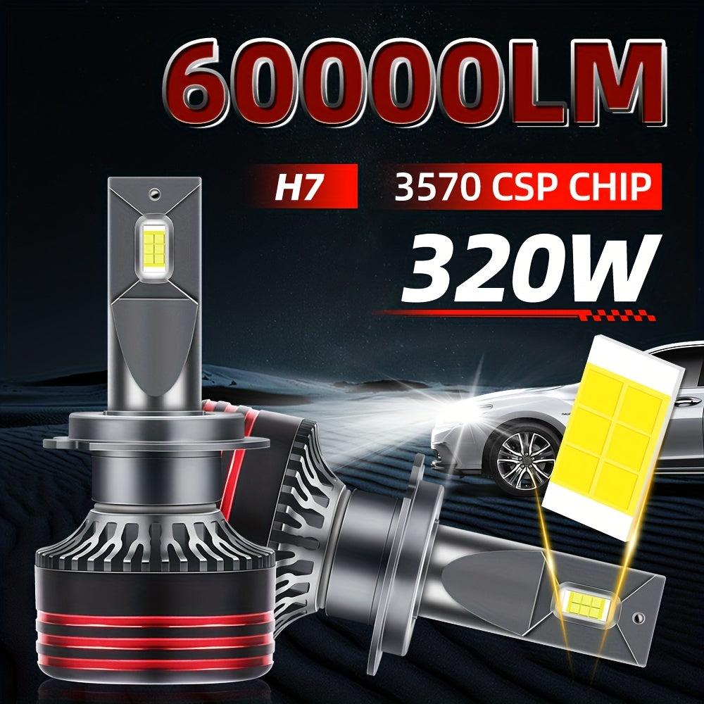 2-Pack H4 H7 9005 9006 H11 H1 H13 High/Low Beam LED Car Headlights, 1000% Super Bright, Canbus External Driver, 320W High Power Bulbs 60000LM, Long Life Fast Cooling Fan