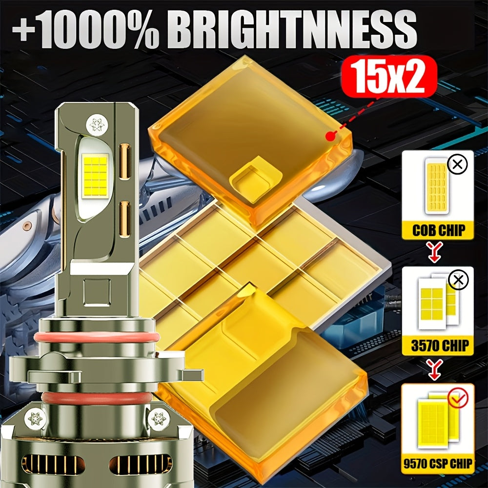 2PCS Super Bright LED Headlight Bulbs 51200LM, 300W High Power 7500K, for Motor Vehicles 9005/HB3, 9006/HB4, H11/H9/H8, H4/9003, H1, H7/H18, 9012/HIR2 Aluminum, Improves Night Driving Safety, External Driver