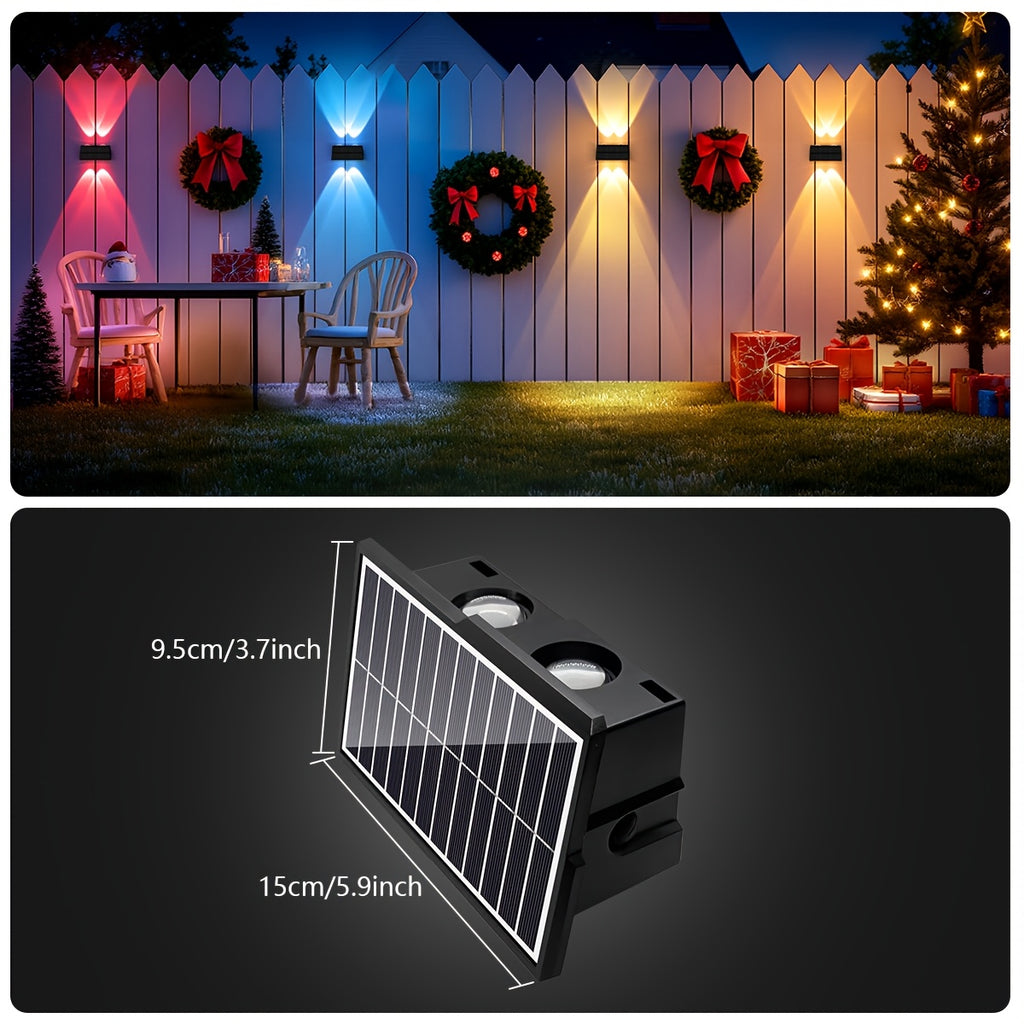 2/4-Piece - Solar Fence Light, Solar Up and Down Light, Wall Washer Light, Solar Outdoor Light, Adjustable RGB Solar Light, Bright Solar Garden Light, Suitable for Outdoor Courtyard, Garden, Patio, Yard, Fence, Alley, Decoration