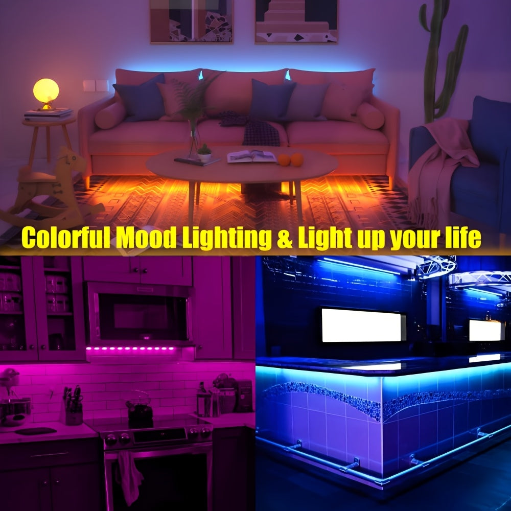3.28英尺 RGB LED灯带，带迷你控制器，实现多彩效果，兼容笔记本电脑和各种电子设备，适用于卧室、派对、家居装饰、电视背光、圣诞节和节日装饰
