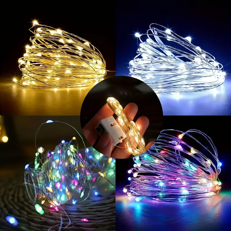 5-10股 78.74英寸 电池供电 LED 串灯，彩色闪烁灯，适用于室内外圣诞节和万圣节装饰，采用耐用塑料开关控制，不可充电纽扣电池