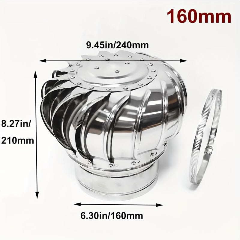 10.16cm-50.8cm Non-Electric Roof Ventilator, Heavy-Duty 201 Stainless Steel Wind Turbine Fan, Ventilation & Cooling for Factories, Farms & Homes, Power-Free Exhaust Fan for Industrial Facilities